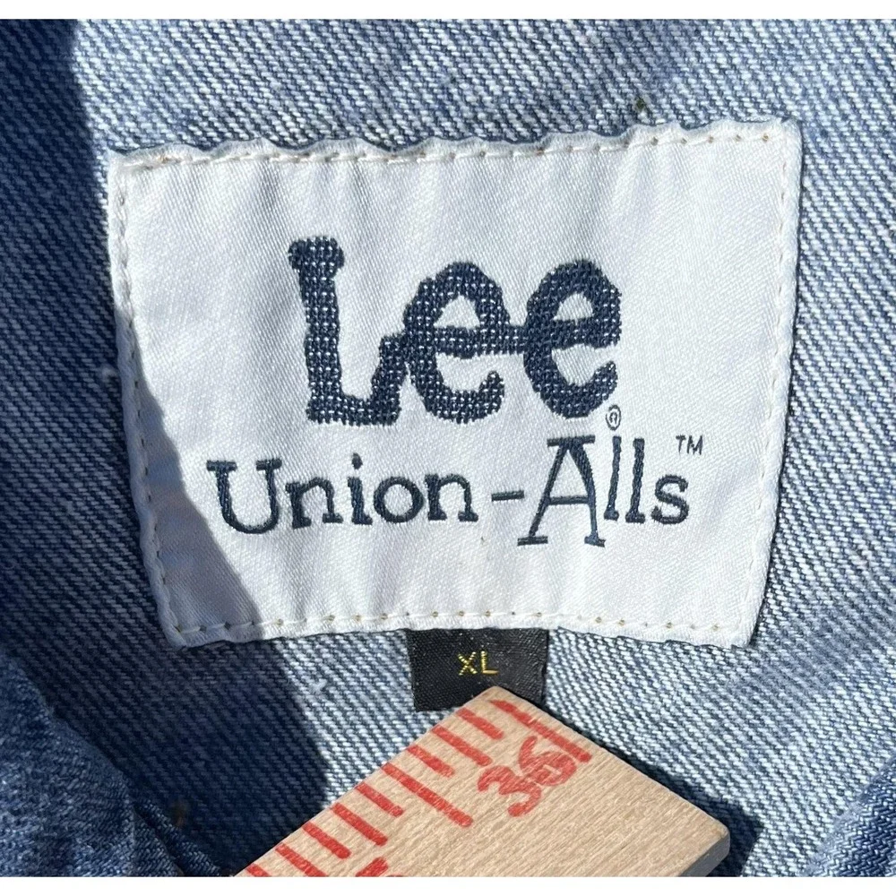 Vintage Lee Union‎ Alls Denim Romper XL Striped Workwear Shortalls 90s